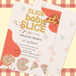 Invitación Slice Baby Slice Pizza Time 1er cumpleaños