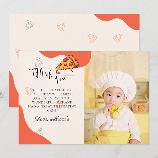 Invitación Slice Baby Slice Pizza Time Baby Gracias Card (Anverso / Reverso)