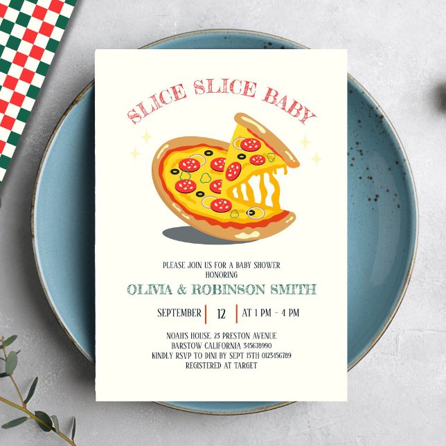 Invitación Slice Slice Baby Moderno Italiano Pizza Baby Showe (Subido por el creador)