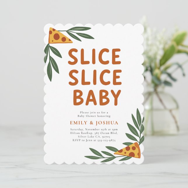 Invitación Slice Slice Baby Pizza Baby Shower (Anverso de pie)