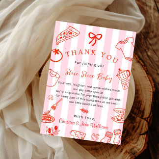 Invitación Slice Slice Baby Pizza Baby Shower Thank you Card