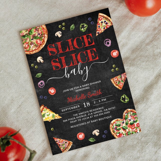 Invitación Slice Slice Baby | Pizza Chalkboard Baby Shower (Subido por el creador)