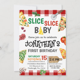 Invitación Slice Slice Baby Pizza Fiesta Primer Cumpleaños