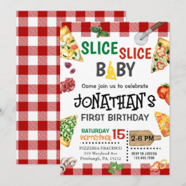 Invitación Slice Slice Baby Pizza Fiesta Primer Cumpleaños