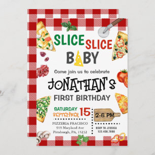 Invitación Slice Slice Baby Pizza Fiesta Primer Cumpleaños