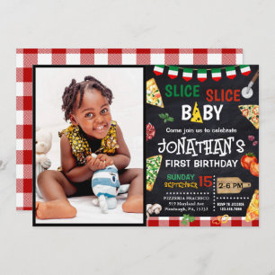 Invitación Slice Slice Baby Pizza Fiesta Primer Cumpleaños
