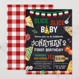 Invitación Slice Slice Baby Pizza Fiesta Primer Cumpleaños