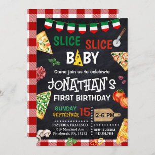 Invitación Slice Slice Baby Pizza Fiesta Primer Cumpleaños
