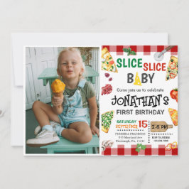 Invitación Slice Slice Baby Pizza Fiesta Primer Cumpleaños