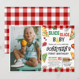 Invitación Slice Slice Baby Pizza Fiesta Primer Cumpleaños