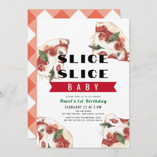 Invitación Slice Slice Baby Pizza Primer Cumpleaños