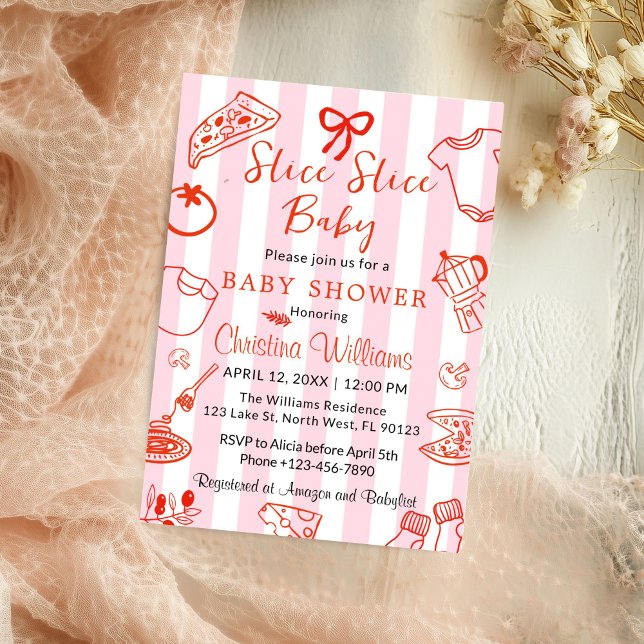 Invitación Slice Slice Baby Pizza Shower Invitation (Slice Slice Baby Pizza, Baby Shower Invitation)