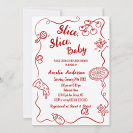 Invitación Slice Slice Baby | Red Doodle Pizza Baby Shower