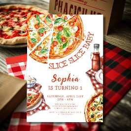 Invitación Slice Slice Bebé Pizza moderna Primer cumpleaños