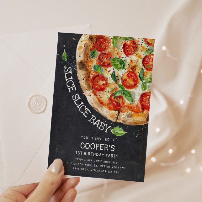 Invitación Slice Slice Bebé Pizza moderna Primer cumpleaños (Subido por el creador)