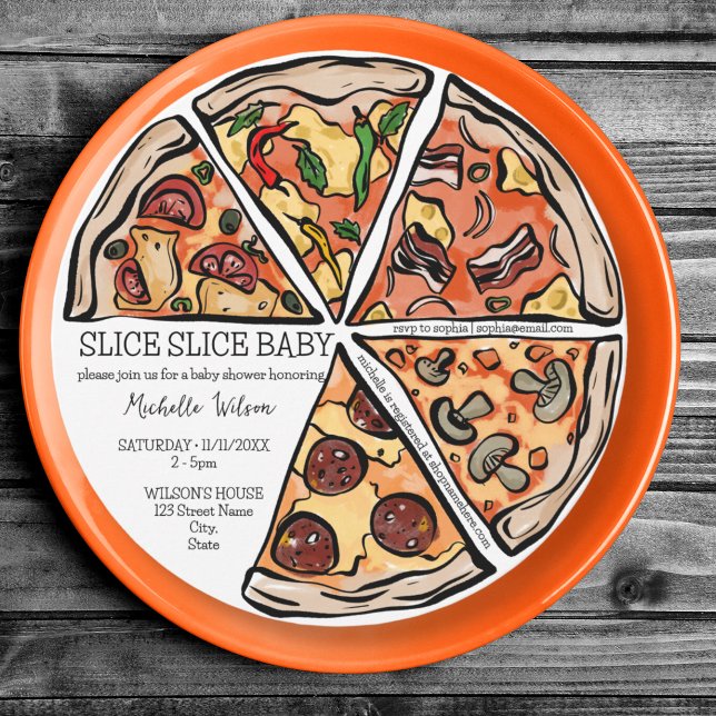 Invitación Slice Slice Bebé Rústica Pizza Género Neutral (Subido por el creador)