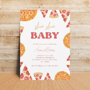 Invitación Slice Slice Bebé Sexo Neutral Pizza Primer Cumplea