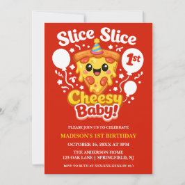 Invitación Slice Slice Cheesy Baby Pizza 1st Birthday