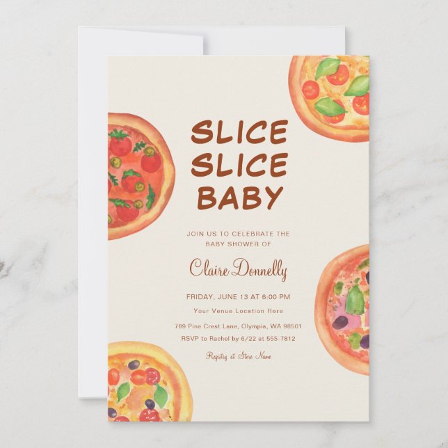 Invitación Slice Slice Pizza Baby Shower italiano (Anverso)