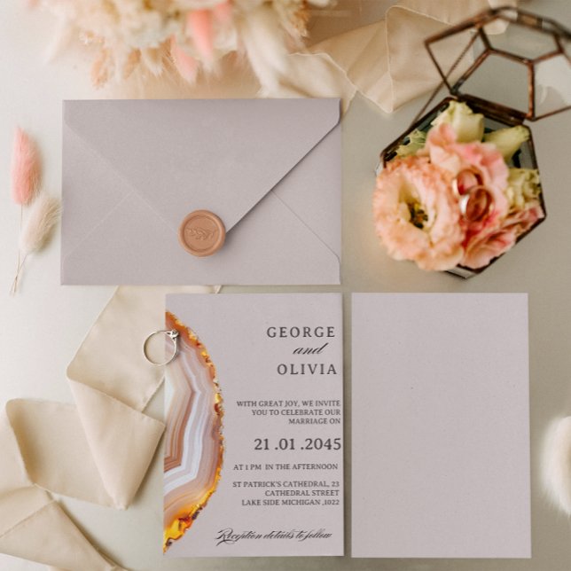 Invitación Sliced Agate Abstract Wedding (Subido por el creador)