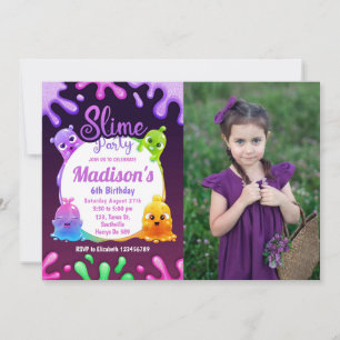 Invitación Slime Fiesta Chica Birthday Colorful Toy Photo