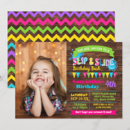 Invitación Slip and Slide Hot Pink cumpleaños foto de verano