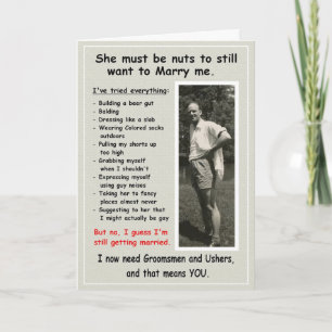 Invitación Slob necesita Groomsmen y Ushers