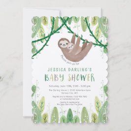 Invitación Sloth Baby Boy Shower Jungle Tema