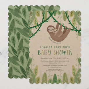 Invitación Sloth Baby Boy Shower Jungle Tema