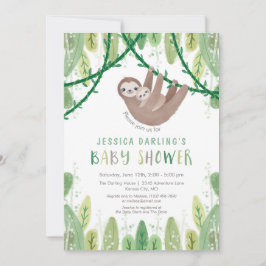 Invitación Sloth Baby Boy Shower Jungle Tema