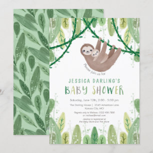 Invitación Sloth Baby Boy Shower Jungle Tema