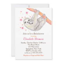 Sloth Baby Shower Invitation Curte Sloth Mom Baby