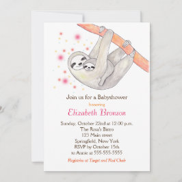 Invitación Sloth Baby Shower Invitation Curte Sloth Mom Baby