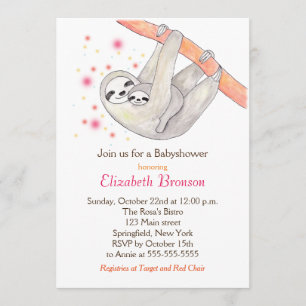 Invitación Sloth Baby Shower Invitation Curte Sloth Mom Baby