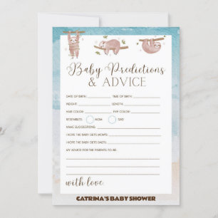 Invitación Sloth Baby Shower - Nombre editable, 5x7 Invitació