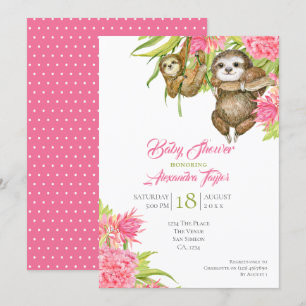 Invitación Sloth Baby Shower personalizado