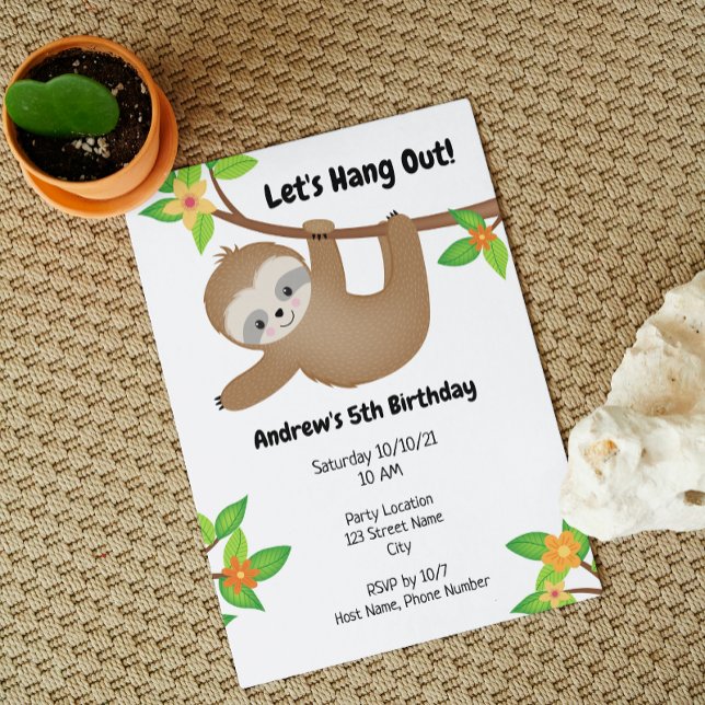 Invitación Sloth Birthday Invitation (Subido por el creador)