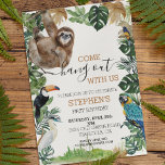 Invitación Sloth Come Hang out con nosotros Cumpleaños<br><div class="desc">Este diseño puede ser personalizado en el área proporcionada cambiando la foto y/o el texto. O puede personalizarse eligiendo la opción de hacer clic en el personalizar y borrar o cambiar el color del fondo, agregar texto, cambiar el color o estilo del texto o eliminar el texto para un diseño...</div>