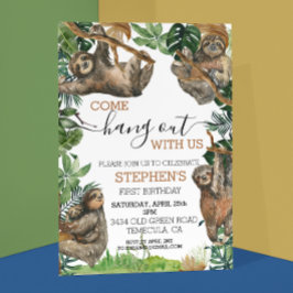 Invitación Sloth Come Hang out con nosotros Cumpleaños
