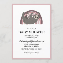 Invitación Sloth Rainbow Mauve Baby Baby Shower