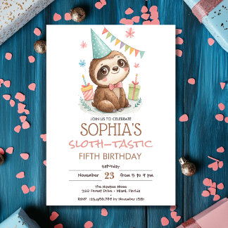 Invitación Sloth sloth-tastic kids birthday