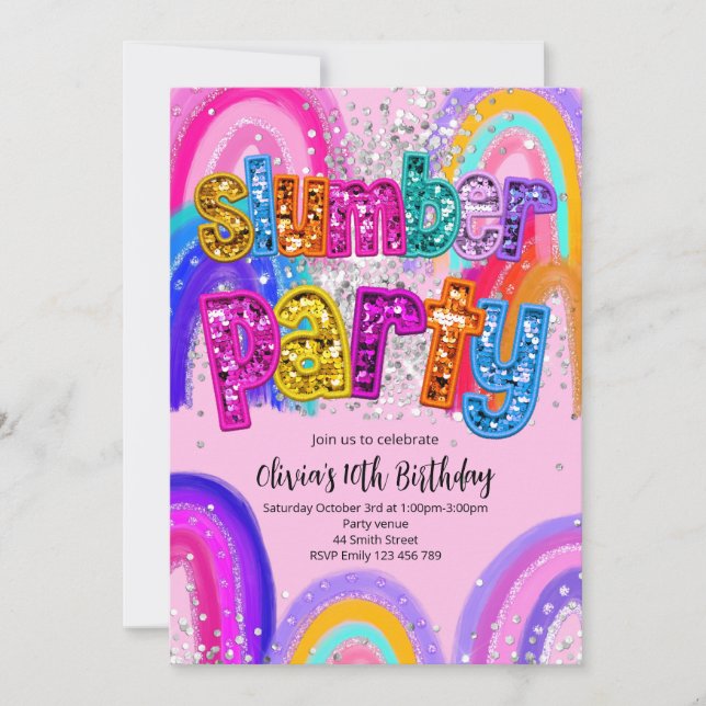 Invitación Slumber Party Birthday Invitation (Anverso)