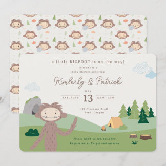 Invitación Slumberkins Cumpleaños del Bebé Bigfoot en el Bosq