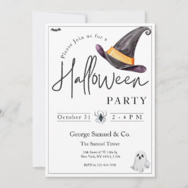 Invitación Small Business Minimalist Halloween Office Party