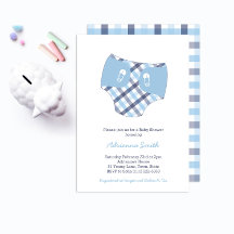 Smart Blue Check Diaper Boy Baby Shower