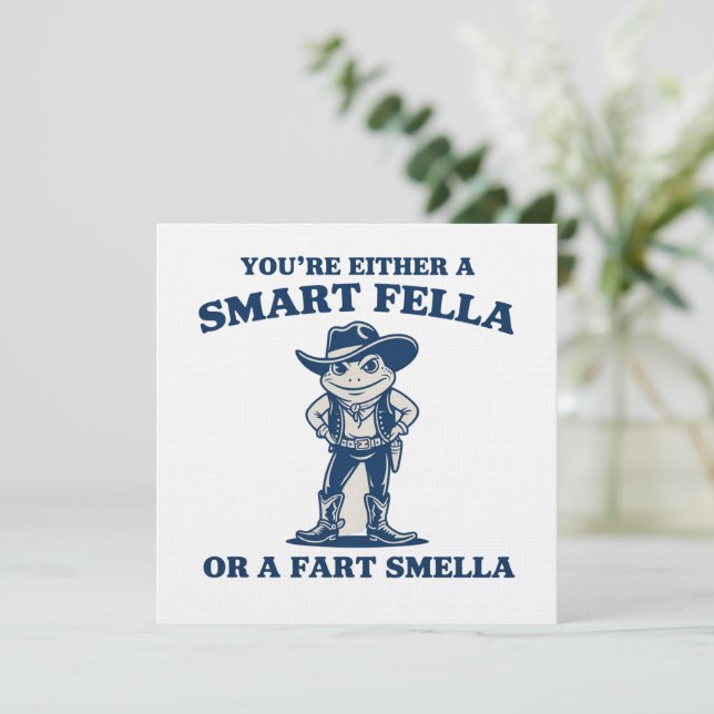 Invitación Smart Fella or Fart Smella Retro Frog Meme Funny (Anverso de pie)