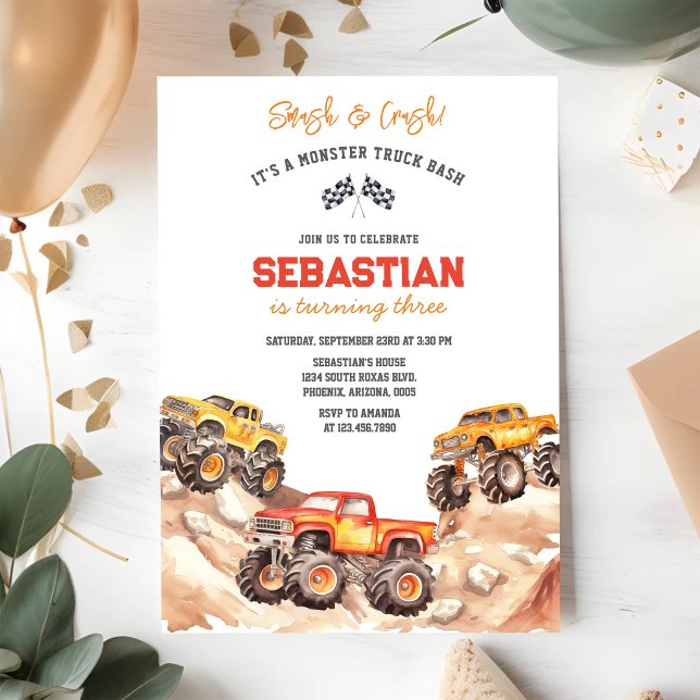 Invitación Smash & Crash Es el Bash de Camiones Monstruo del  (Subido por el creador)