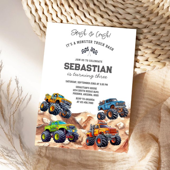 Invitación Smash & Crash Es un Bash de Camiones Monstruo Cump (Subido por el creador)