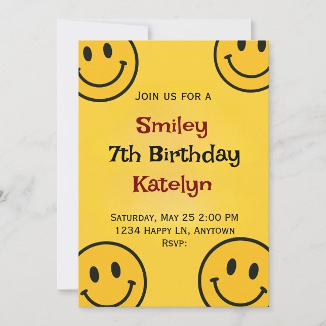 Invitación Smiley Birthday (Anverso)