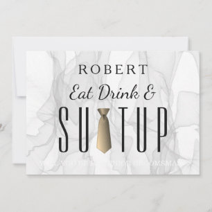 Invitación Smokey Marble Suit up ¿Serás mi padrino?